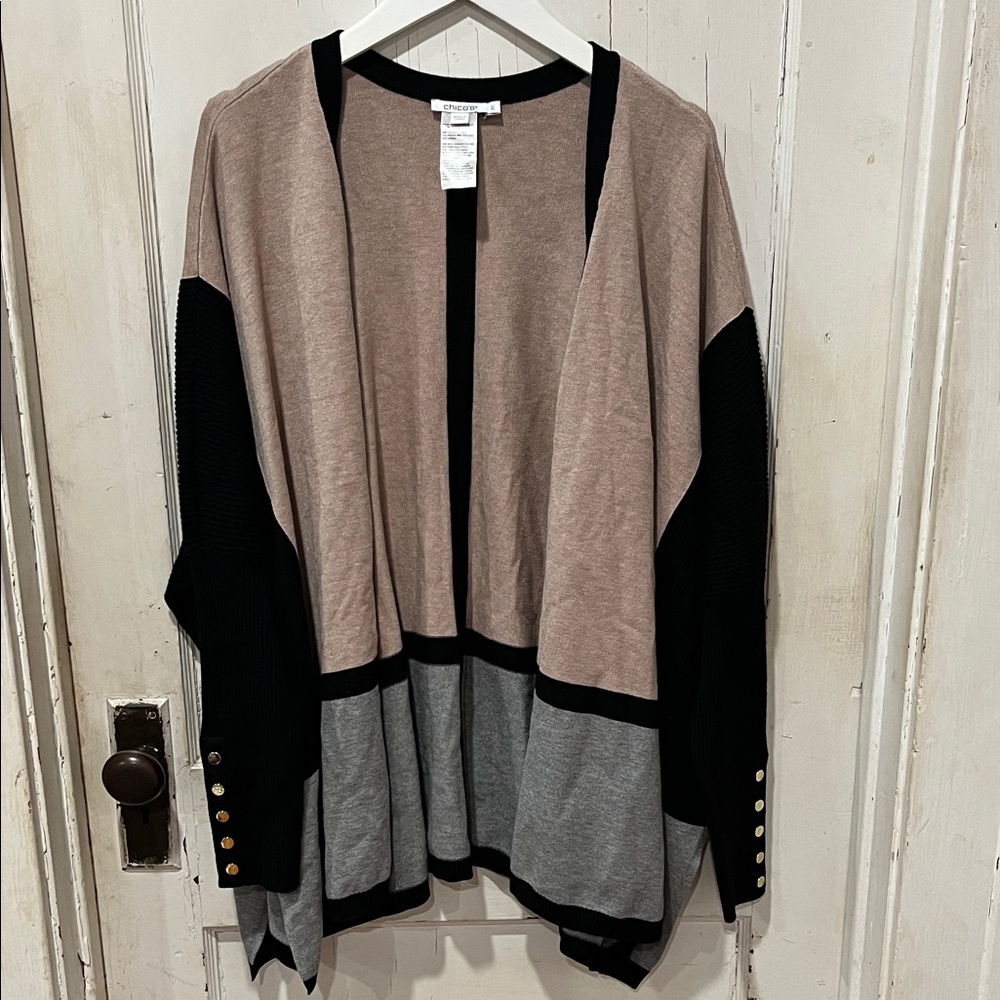 Chico's Women's Tan and Black Cardigan